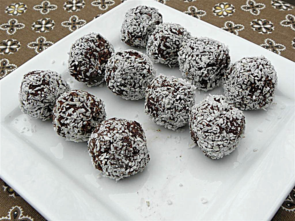 No Bake Chocolate Coconut Balls Flour, Sugar, Egg, Dairy