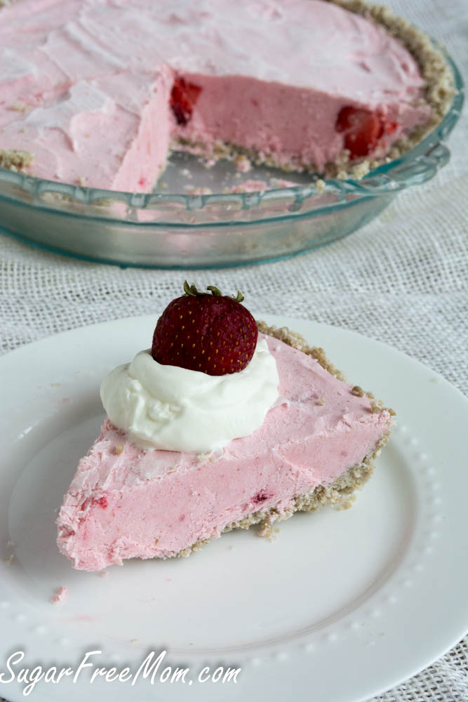 Frozen Strawberry Cheesecake Pie { Low Carb, Gluten Free, No Sugar Added}