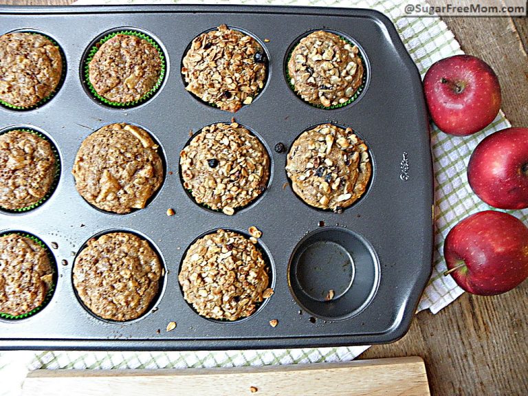 Stevia Sweetened Apple Oatmeal Muffins