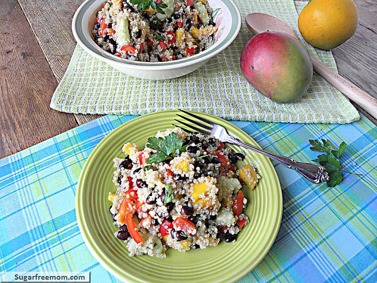 Mango Quinoa Black Bean Salad with  Zesty Orange Low Fat Dressing