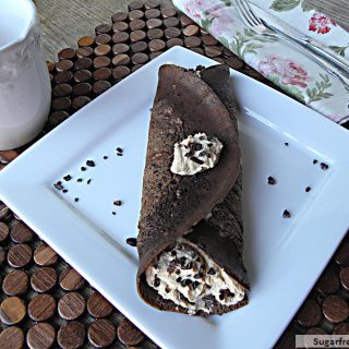 Chocolate Oat Peanut Butter Stuffed Pancake: Gluten Free, No Sugar Added