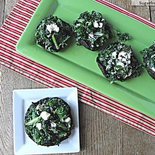 Kale Feta Stuffed Portobello Mushroom Caps