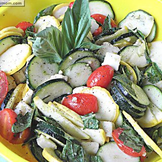 Raw Zucchini Squash Caprese Salad