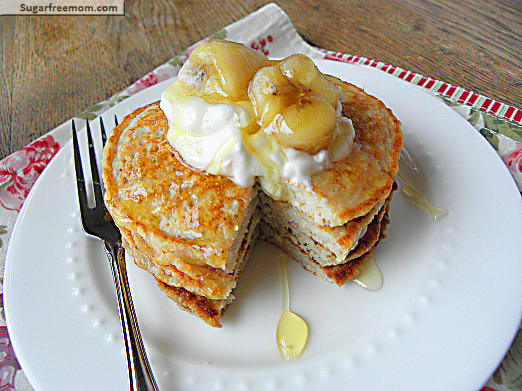 Image result for banana protein pancakes with greek yogurt topping