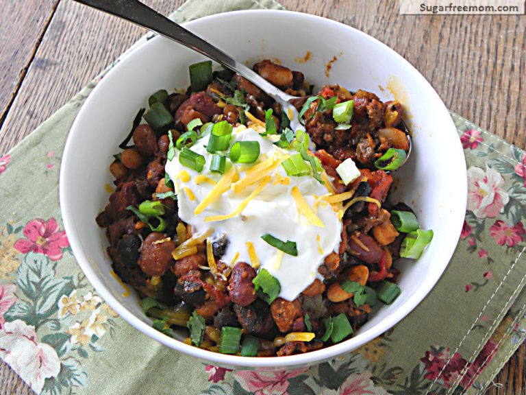 Lightened Up Crock Pot Three Bean Turkey Chili