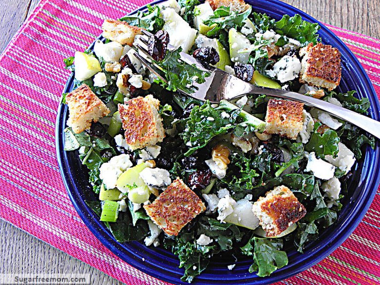 Raw Kale Pear Blue Cheese Salad with Lemon Vinaigrette
