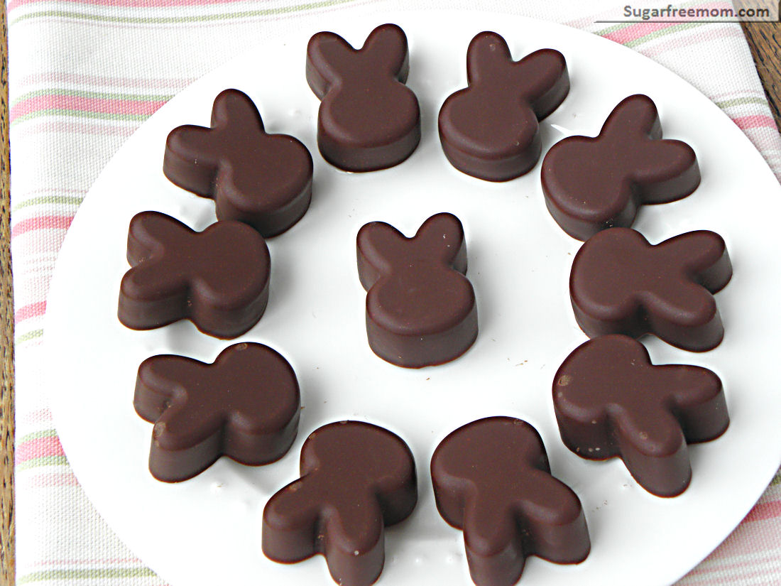Coconutbunnies4 These sugar -free Easter rabbits, no tree and dairy nuts are the lightest Easter chocolate to make Easter baskets.