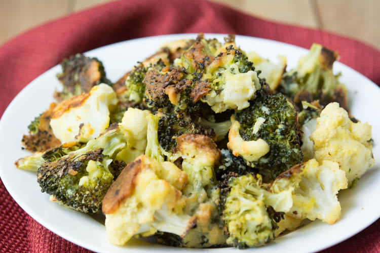 Oven Fried Parmesan Broccoli & Cauliflower Florets