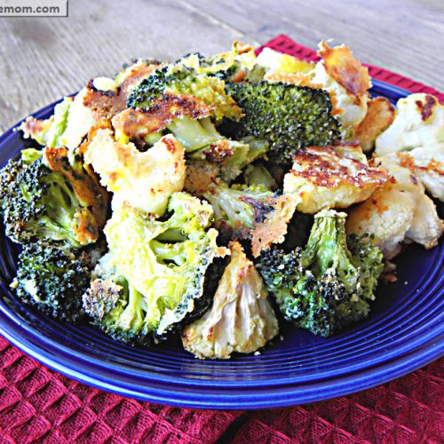 Oven Fried Parmesan Broccoli & Cauliflower Florets