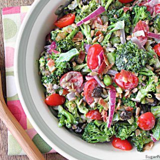 Mayo Free Broccoli Salad with Honey Yogurt Dressing
