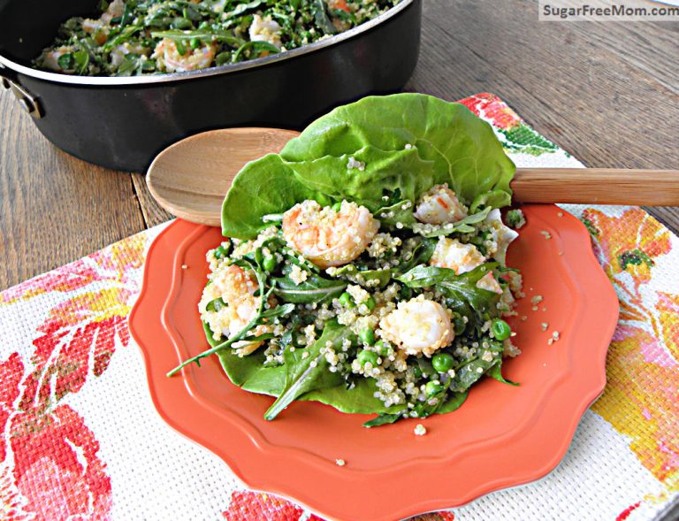 Lemon Garlic Shrimp with Quinoa, Arugula & Peas