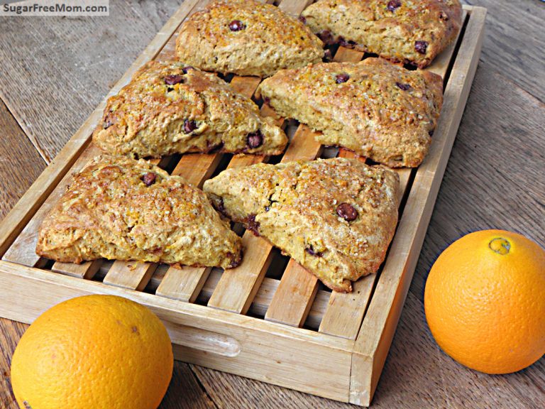 Orange Chocolate Chip Whole Wheat Scones {No Sugar Added}
