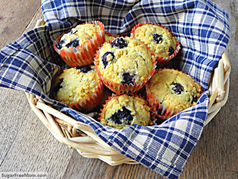 Blueberry Buttermilk Corn Muffins {No Sugar Added, Gluten Free}
