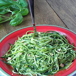 Nut Free Basil Parsley Pesto and Zucchini Noodles