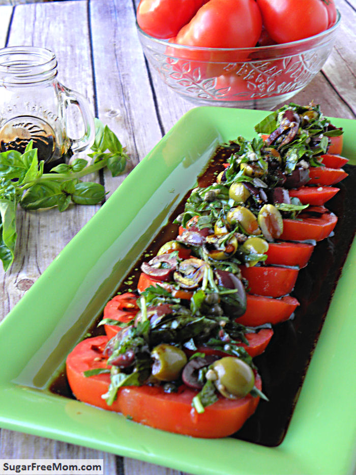 Low Carb Balsamic Tomato Salad with Olives