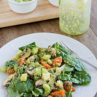 Mason Jar Quinoa Spinach Salad with Arugula Pesto