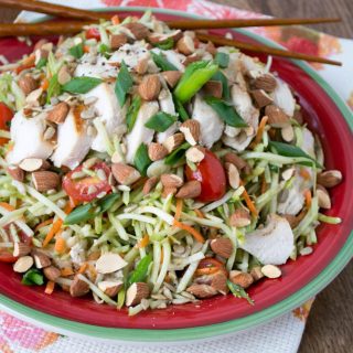 Grilled Chicken Broccoli Slaw Salad with Ginger Dressing
