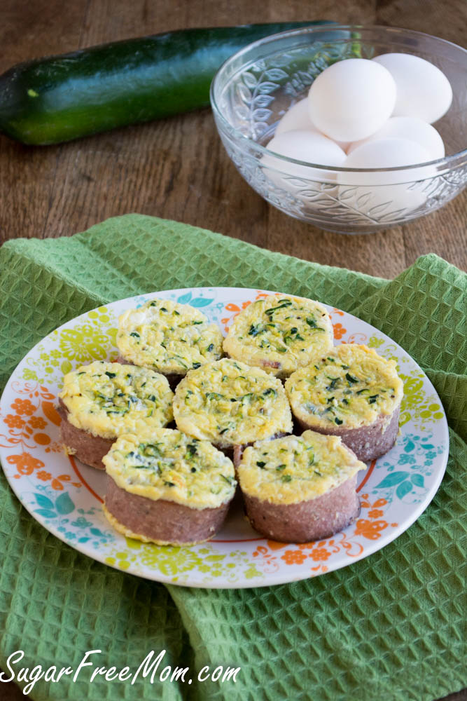 Bacon Wrapped Zucchini Frittata Muffins {Dairy Free, Low Carb}