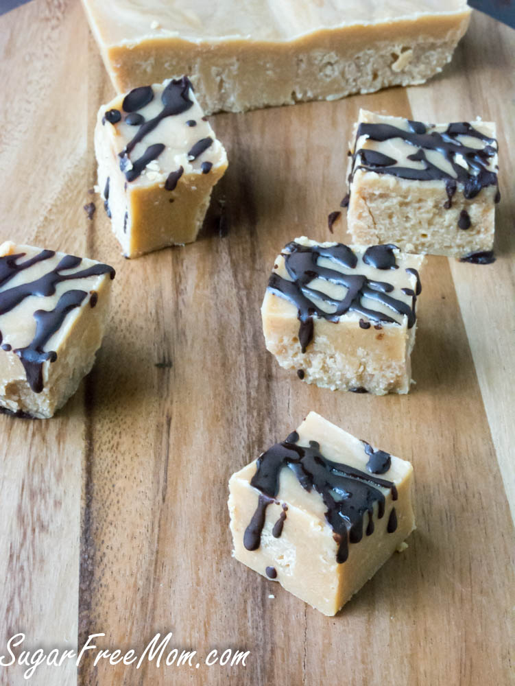 squares of fudge with chocolate drizzled on top