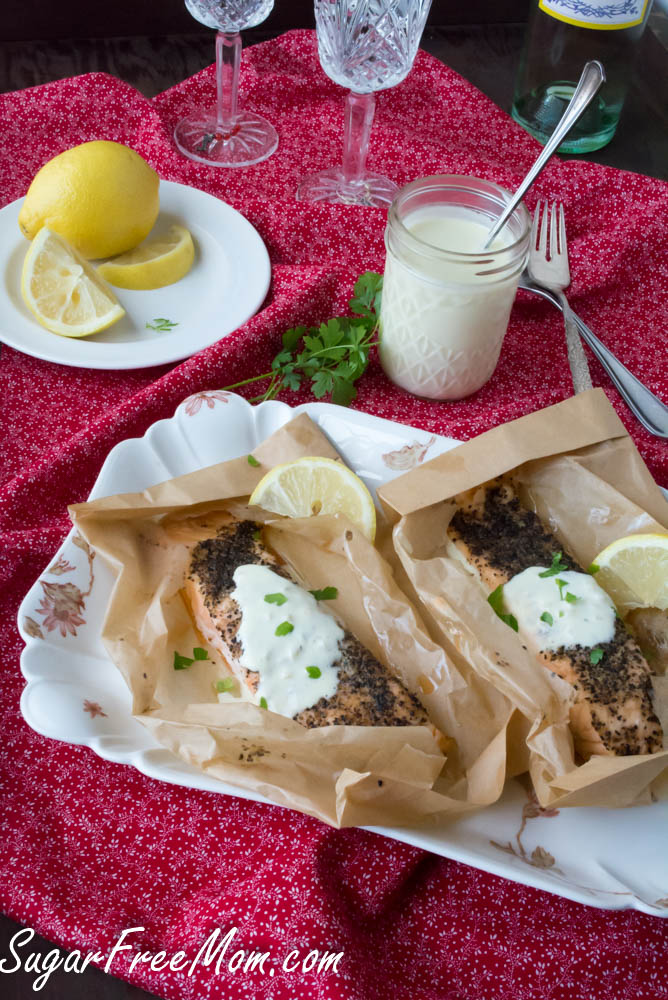 Salmon with Garlicky Black Pepper and Egg Free Lemon Aioli