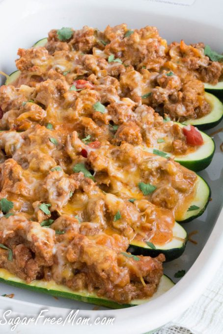 Low Carb Taco Stuffed Zucchini Boats - Sugar-Free Mom