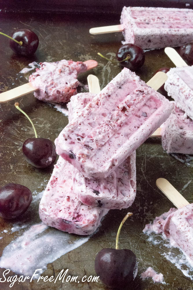 Low Carb Cherry Coconut Cheesecake Popsicles