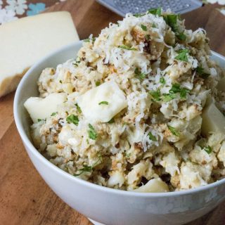 Roasted Garlic Provolone Cauliflower Rice