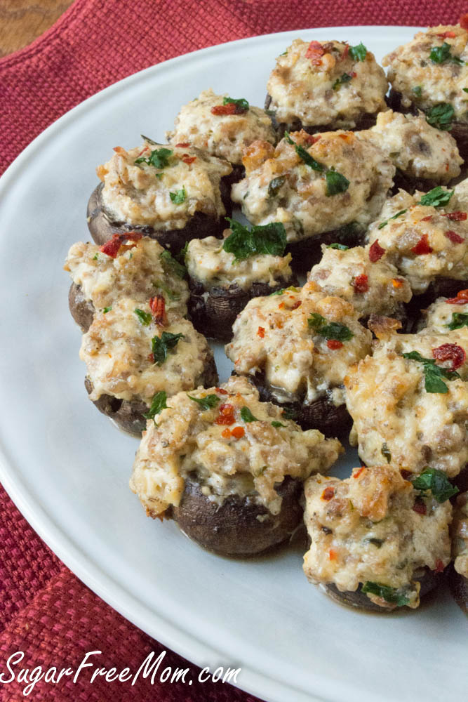 Low Carb Cheesy Sausage Stuffed Mushrooms (Keto)