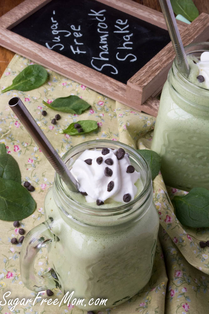 This Healthier Low Carb Shamrock Shake is made without any sugar and is also dairy free!