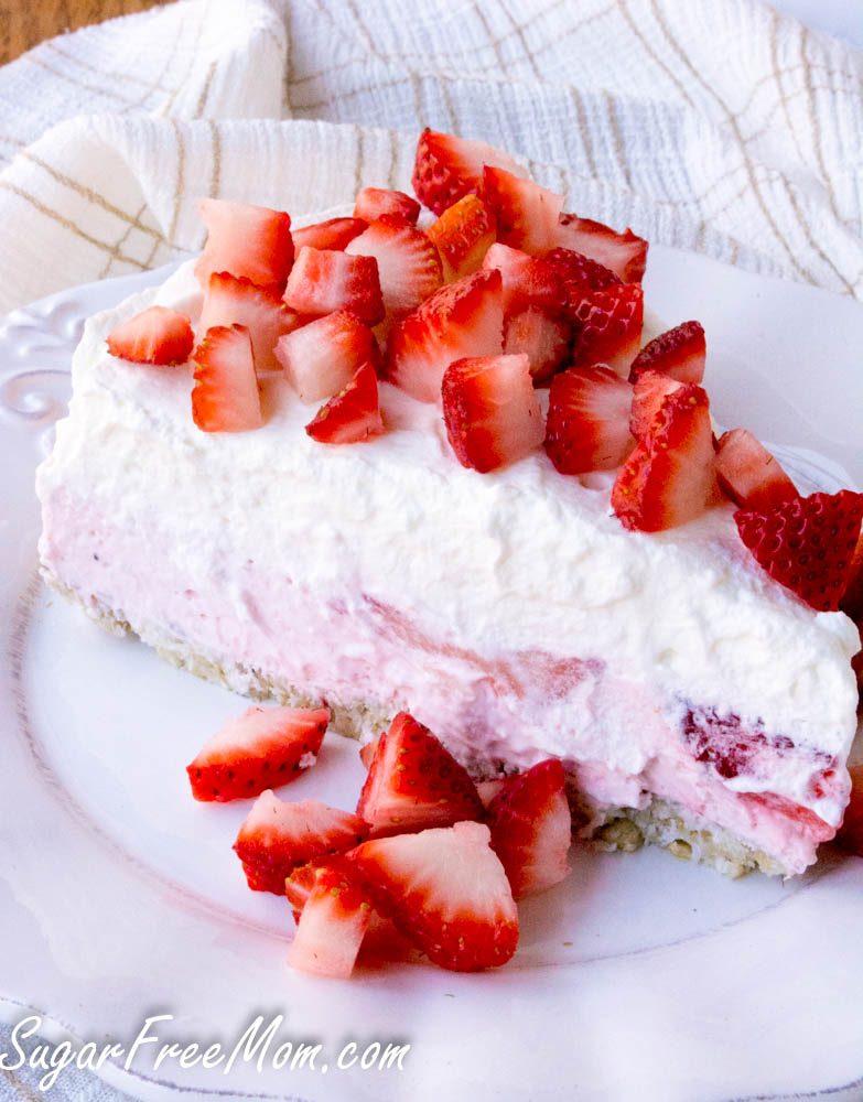 This Luscious, Creamy, No- Bake Strawberry Cream Pie is Keto, Gluten Free, Grain Free, low carb and even nut free too!