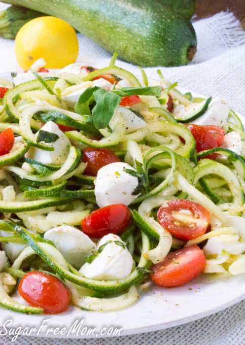 Low Carb Keto Zucchini Noodles Caprese Salad