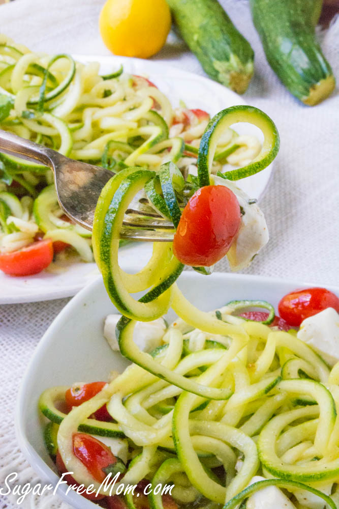 Low Carb Keto Zucchini Noodles Caprese Salad