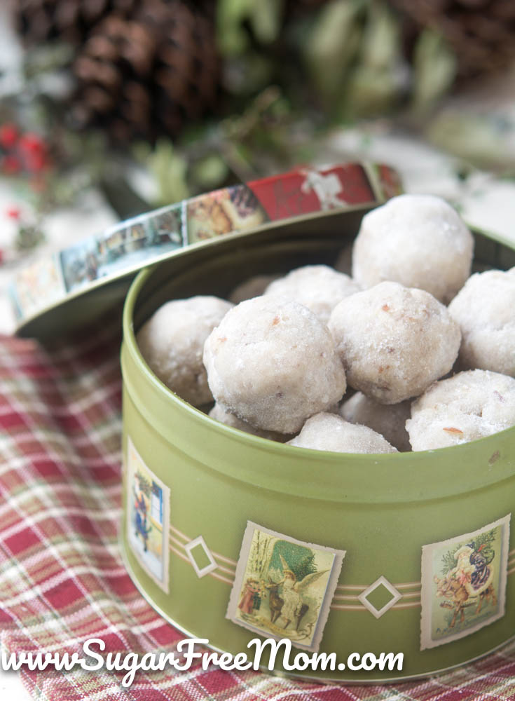 Sugar Free Paleo Pecan Snowball Cookies