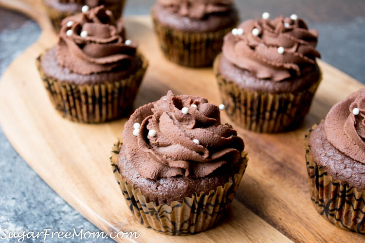 Low Carb (Nut Free) Chocolate Ganache Filled Cupcakes