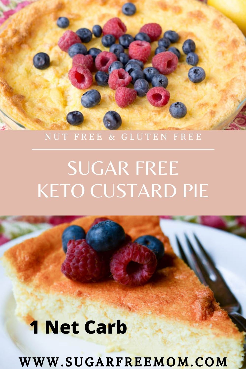 This beautiful Sugar Free Lemon Custard Pie is keto, gluten free, grain free and low carb and makes a beautiful stunning presentation for a party!