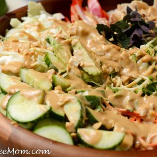 Low Carb Spring Roll Salad with Sweet Peanut Dressing