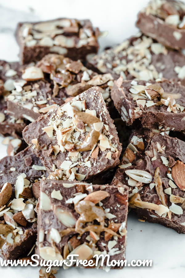 Keto Chocolate Almond Crunch Fat Bomb Bark - Sugar-Free Mom