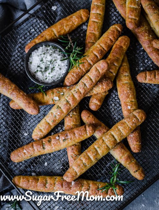 Keto Rosemary Sea Salt Breadsticks (Nut Free, Gluten Free)