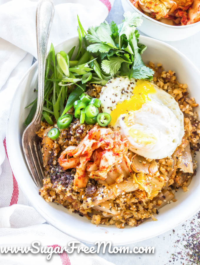 Keto Kimchi Fried Cauliflower Rice
