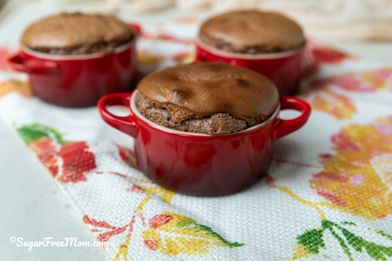 horizontal view of mini chocolate souffles