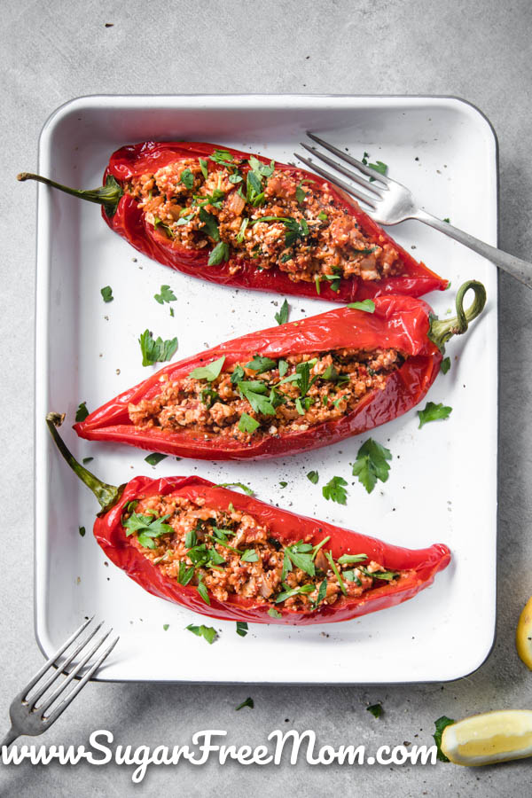Low Carb Keto Mediterranean Stuffed Peppers