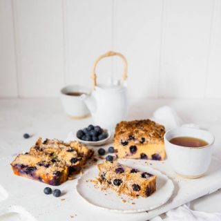 Sugar Free Keto Blueberry Coffee Cake (Nut Free, Gluten Free)