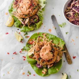Keto Chicken Burgers with Chipotle Mayo Slaw portrait - 720px x 1080px