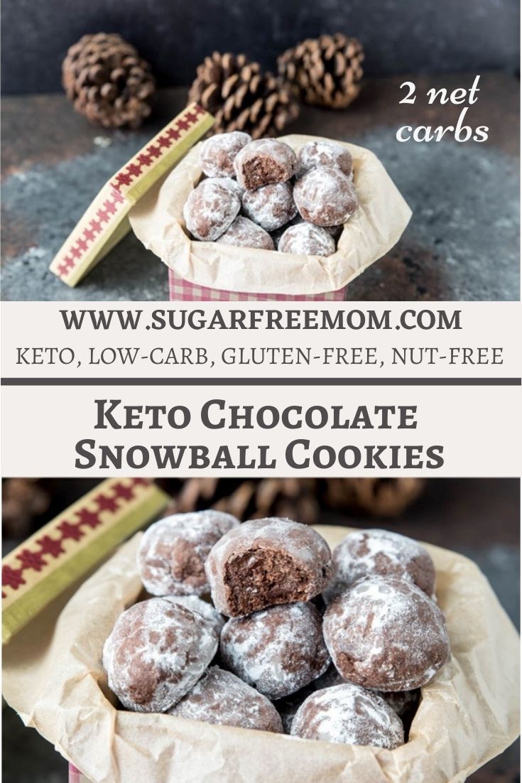 Sugar Free Keto Chocolate Snowball Cookies (Nut Free, Gluten Free)