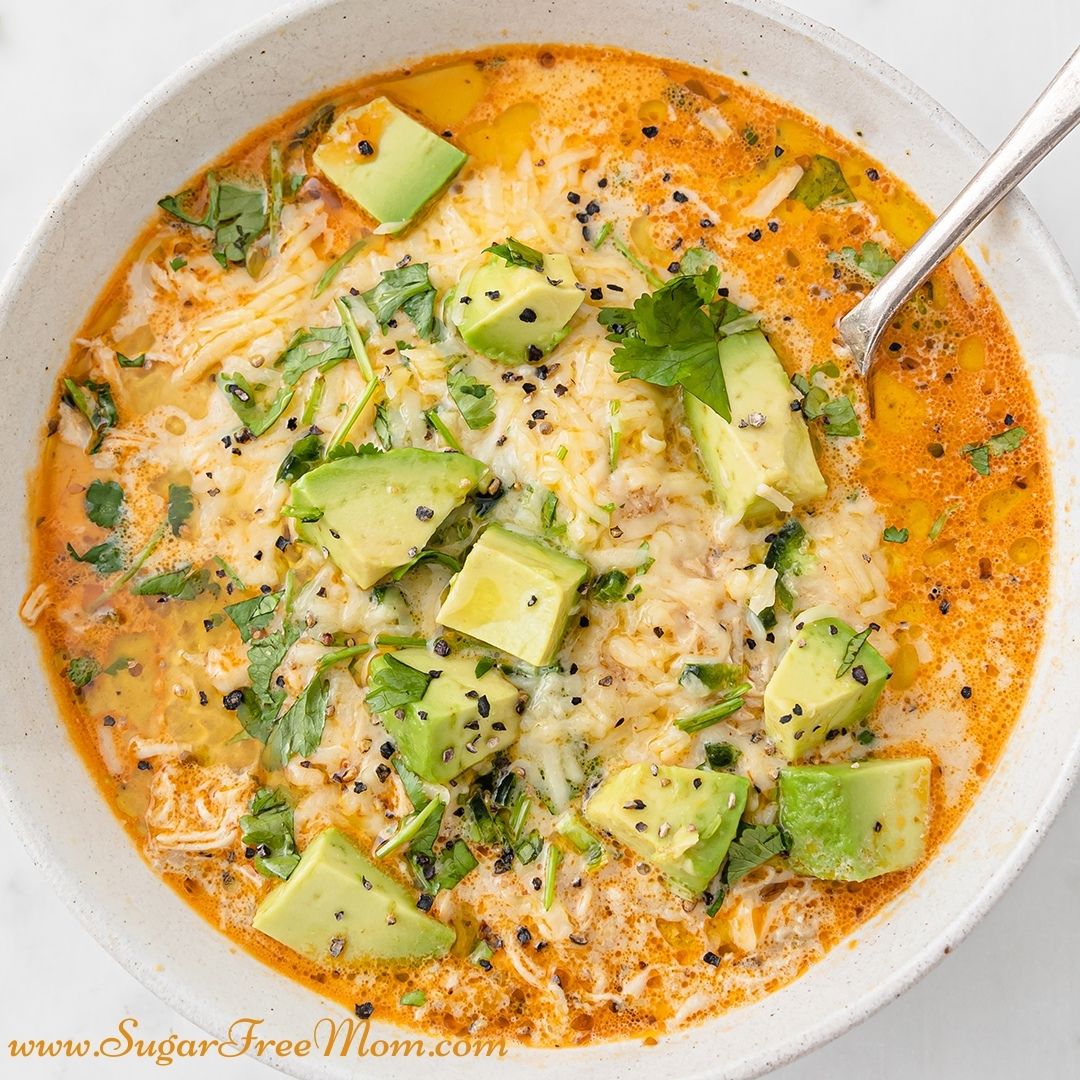 This delicious Keto White Chicken Chili can be made in the Instant Pot in 20 minutes or slow cooker if your prefer. Perfect for a busy weeknight and a favorite for the whole family!