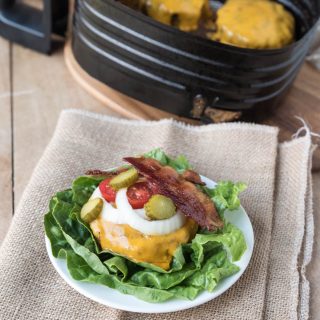 Keto Bacon Cheddar Stuffed Air Fryer Burgers