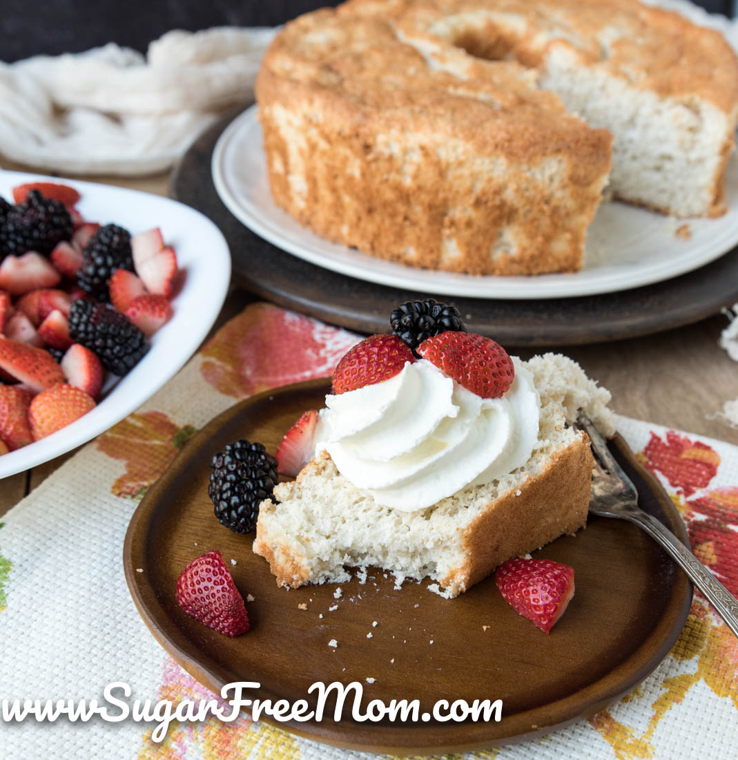 This deliciously fluffy, light and airy keto angel food cake is sugar free, keto, nut free, grain free, and gluten free! It's made with just 8 ingredients and is just 61 calories with 3 net carbs per slice!