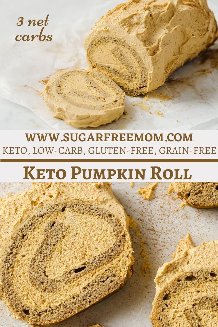 Sugar Free Keto Pumpkin Roll with Pumpkin Cream Cheese Filling