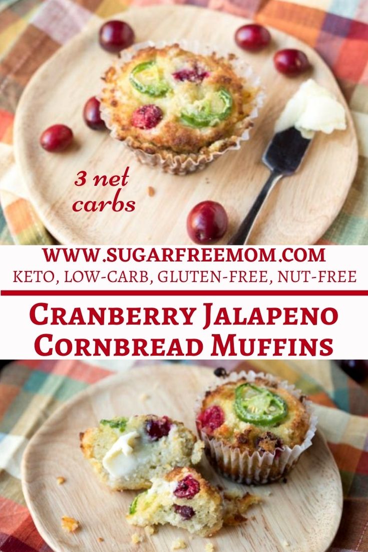 Keto Nut Free Low Carb Cornbread Muffins with Cranberry & Jalapeno