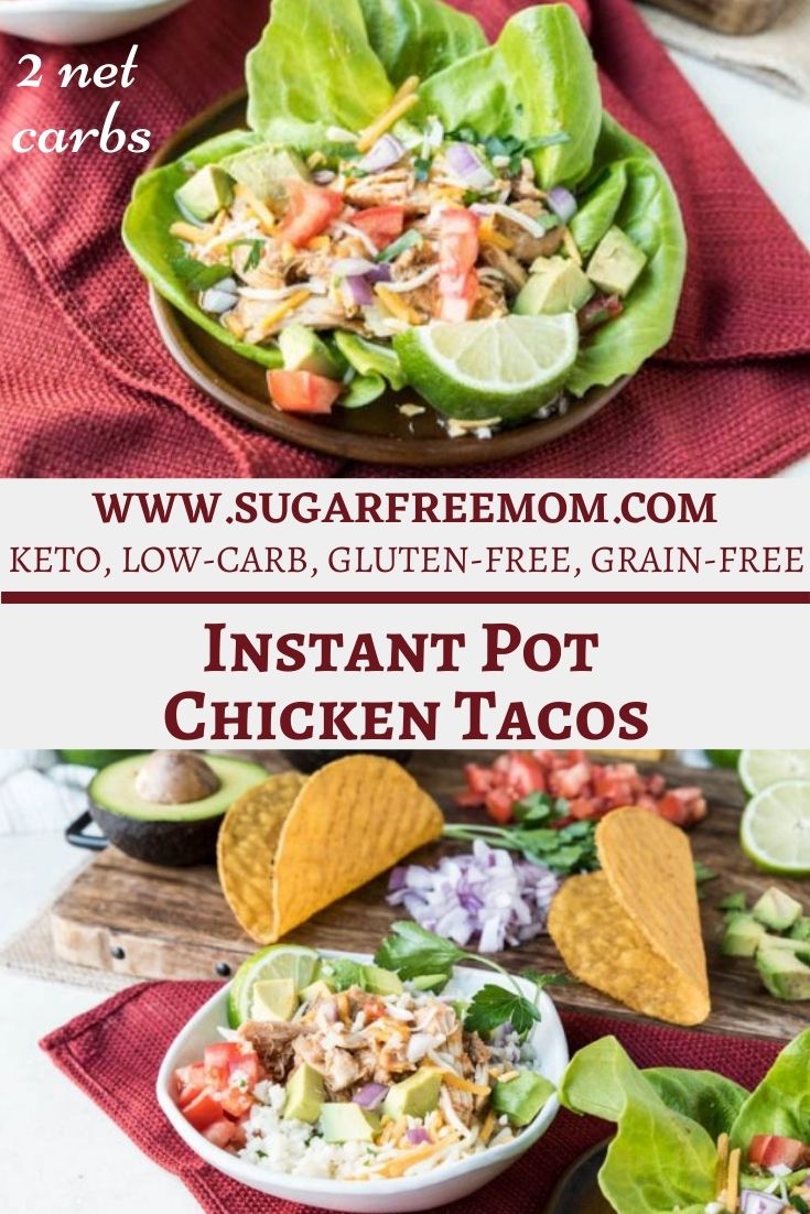 This Low Carb Keto Chicken Taco recipe is effortless and quickly made in the Instant Pot in less than 15 minutes. It is easily customizable for serving to a family with different dietary needs and wants!